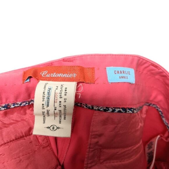 Anthropologie CARTONNIER Hot Pink Cropped Pants 8 - Picture 5 of 9